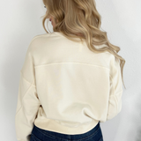 Relaxed Crop Henley Pullover