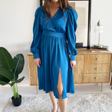 Long Sleeve Satin Midi Dress