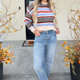 Multi Color Striped Knit Sweater