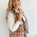 Plaid Knit Padded Vest