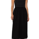 Sleeveless Smocked Woven Midi Dress w/ Trapunt