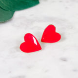 Enamel Heart Stud Earrings