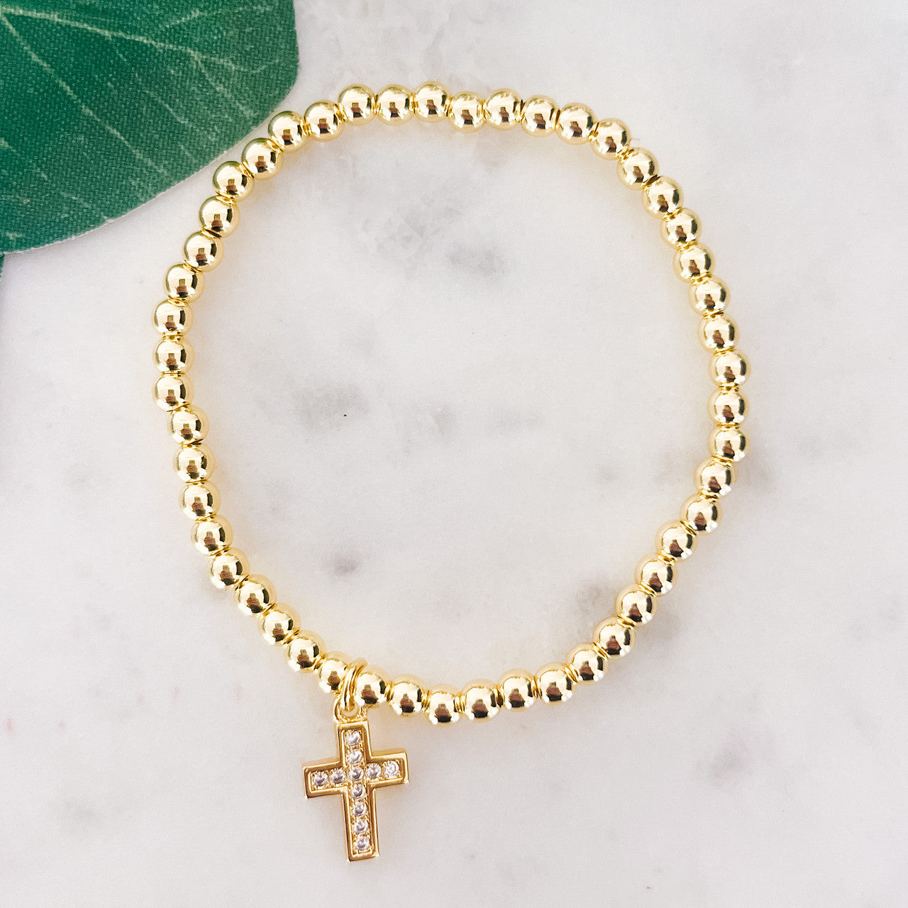 Cross Charm Stretch Bracelet