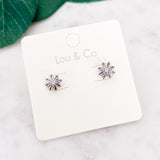 CZ Flower Stud Earrings