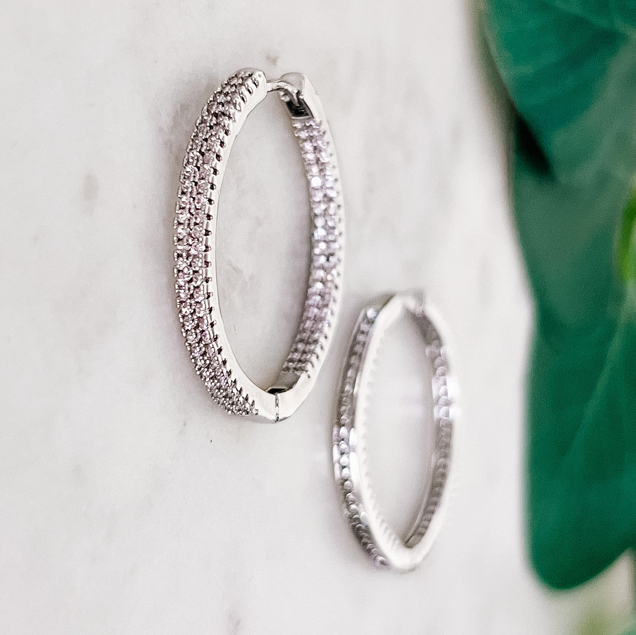 Pave Hoop Earrings