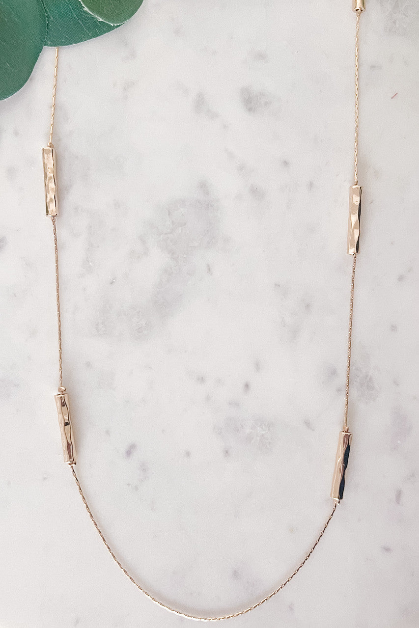 Long Necklace with Metal Tube Detail