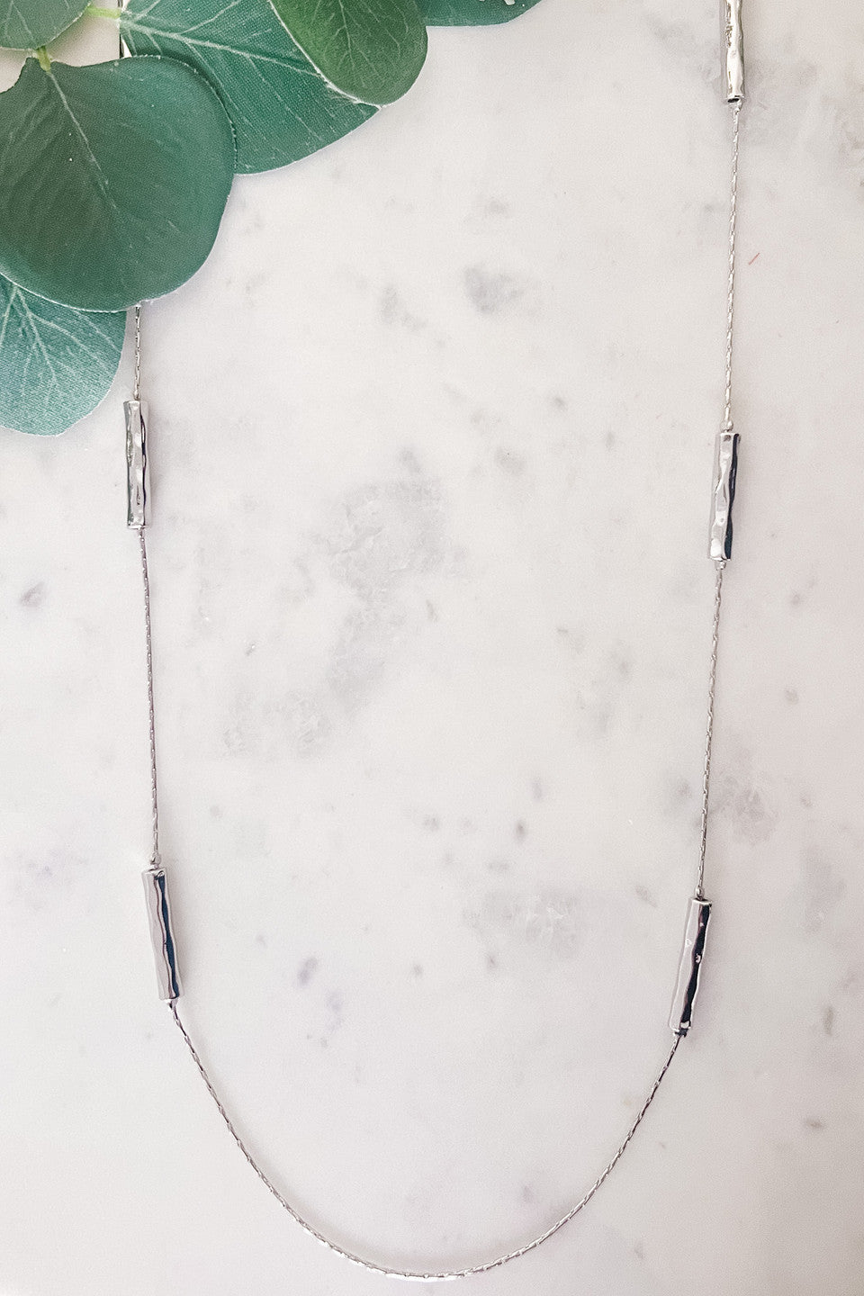 Long Necklace with Metal Tube Detail