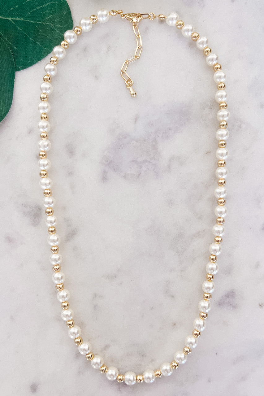 Pearl and Gold Bead Necklace