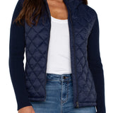 Long Sleeve Quilted Front Full Zip Hooded Jacket