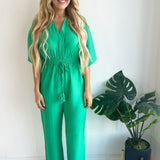 Dolman Sleeve Elastic Waist Jumpsuit