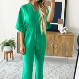 Dolman Sleeve Elastic Waist Jumpsuit