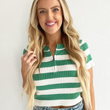 Striped Zipper Top