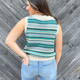 Striped Open Knit Sweater Tank