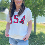 USA V-Neck Short Sleeve Sweatshirt