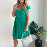 Ruffle Sleeve V Neck Mini Dress