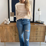 Stripe Bubble Sleeve Pullover