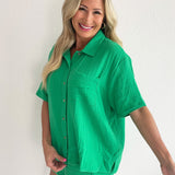 Short Sleeve Button Down with Front Pockets