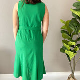 V Neck Linen Flounce Dress