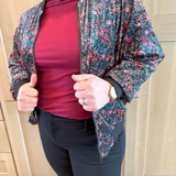 Ditsy Floral Zip Up Bomber Jacket