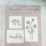 Hand Lettered Temporary Tattoo- 3 Pack