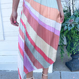 Pleated Print Midi Skirt