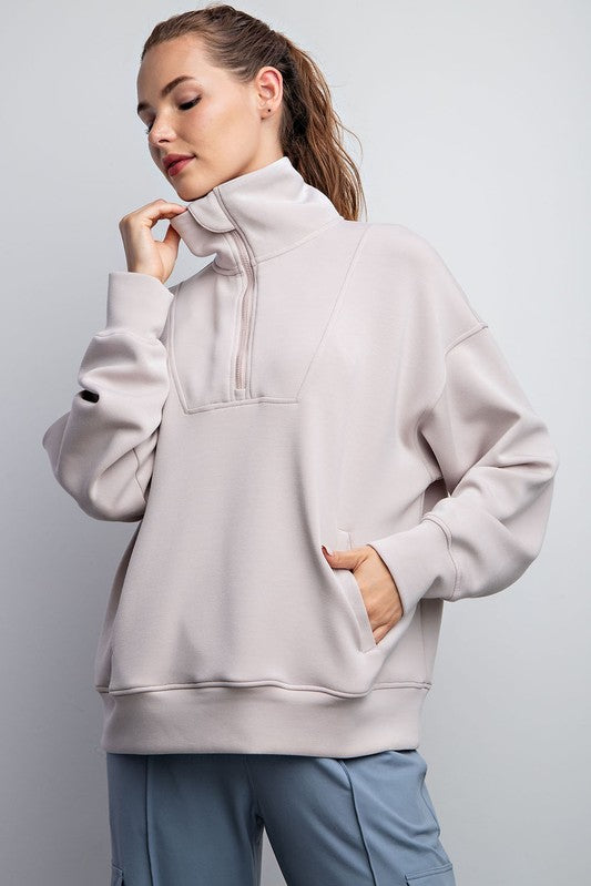 Quarter Zip Mock Neck Pullover