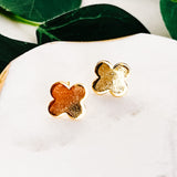 Gold-Dipped Quatrefoil Stud Earrings