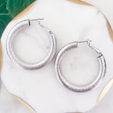 Gold Dipped Textured Round Hoop Earrings