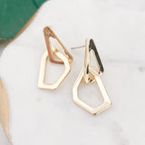 Two Drop Geometric Link Earrings