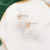 Pearl Pave Ball Dangle Earrings