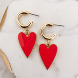 Enamel Heart Dangle Earrings