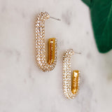 Pave Oval Hoop Earrings