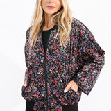 Ditsy Floral Zip Up Bomber Jacket