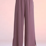 Side Slit Wide Leg Pants